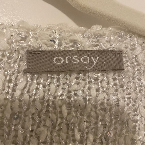 Orsay sparkly white fall sweater V-neck tight fit - Picture 10 of 13